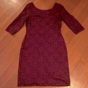 ELIZA J Elbow Slv Lace dress with exposed zipper